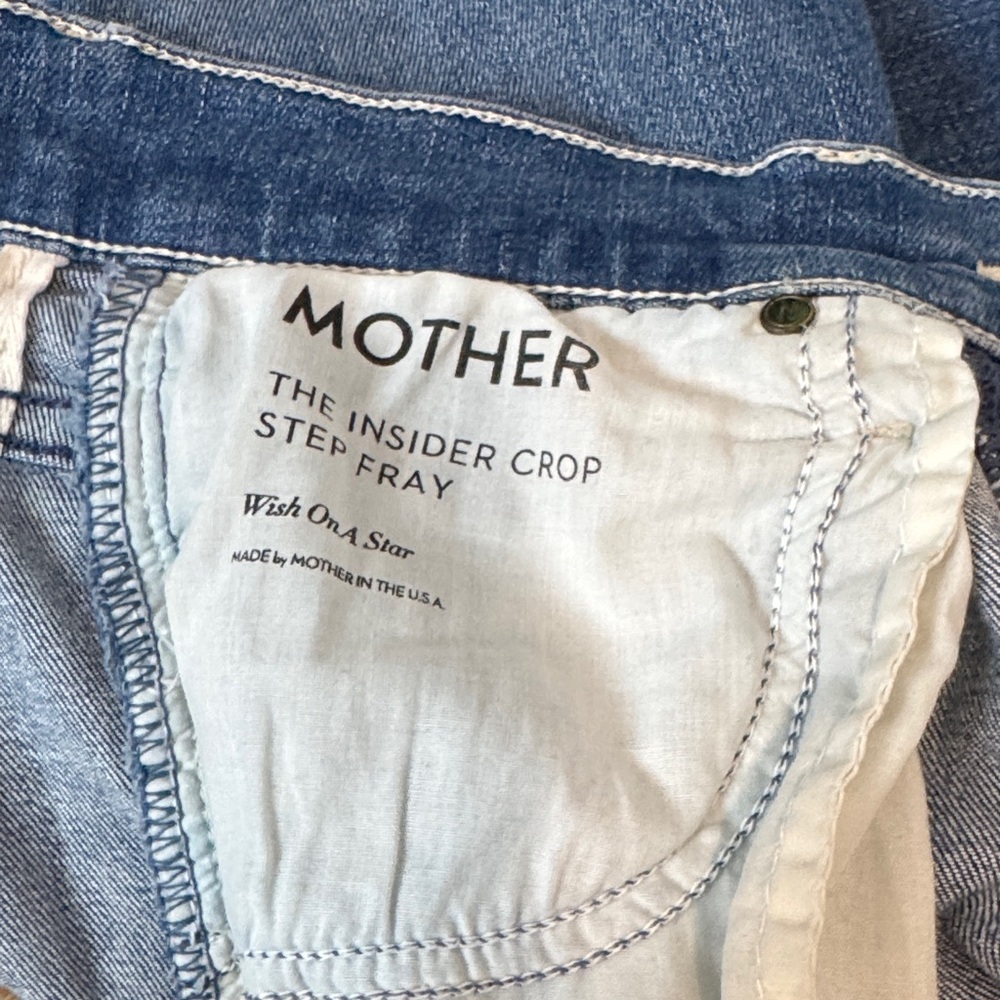 MOTHER Insider Crop Step Fray Jeans in Light Blue